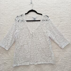 Cardigan Floral White Lace See Through Fairy Coquette Cottagecore Y2K Size MP